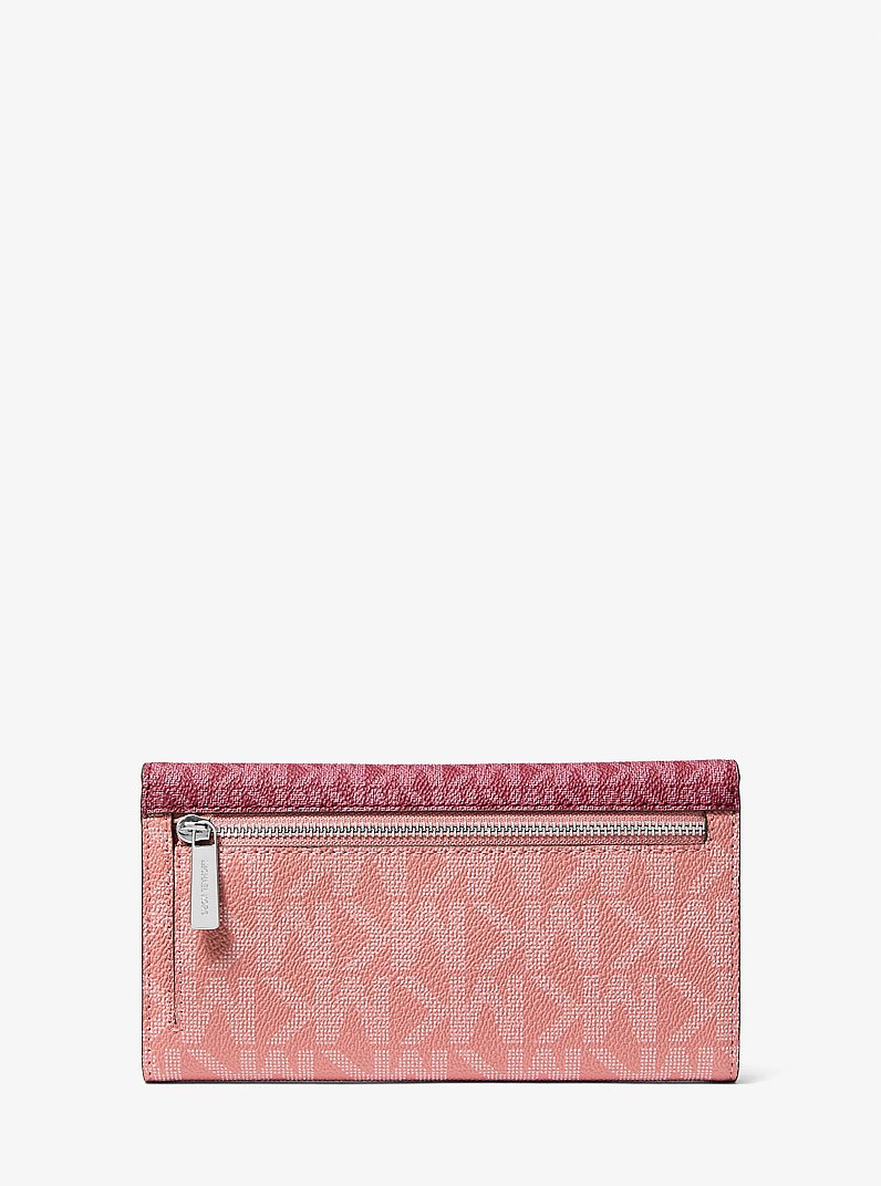 Jet Set Travel Signature Logo Tri-Fold Wallet in MAROON | Michael Kors