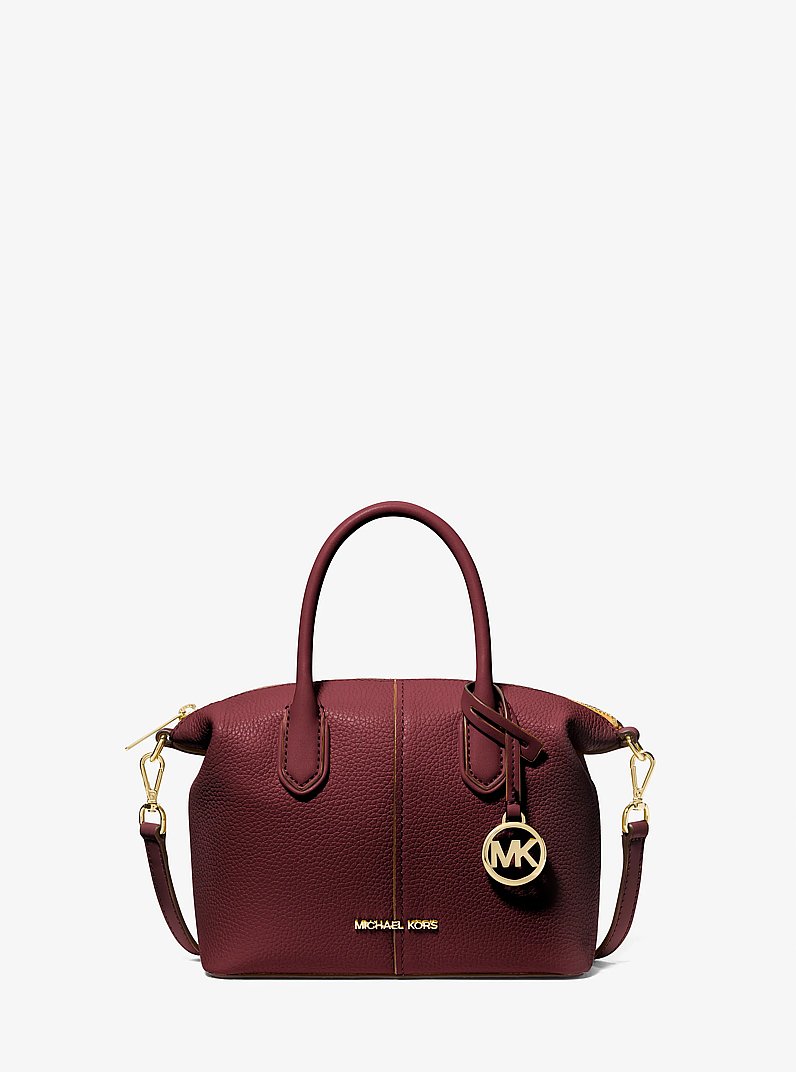Hyde Small Pebbled Leather Satchel in OXBLOOD | Michael Kors