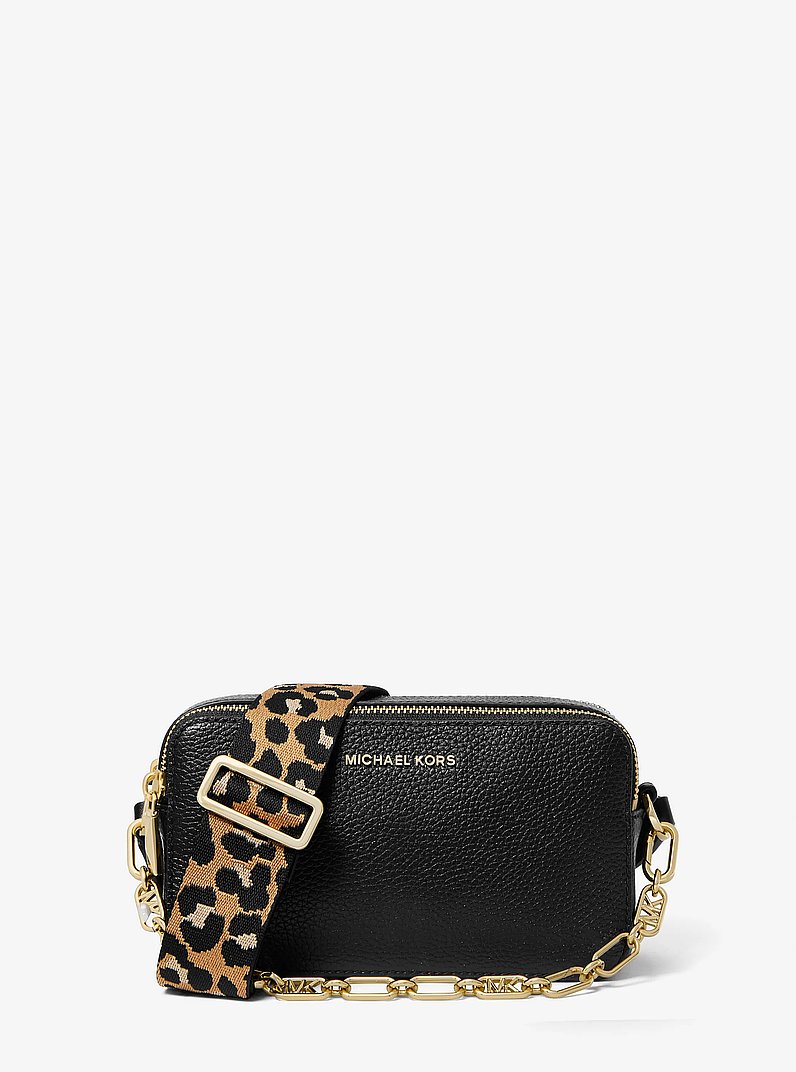 Funda para c&aacute;mara Jet Set peque&ntilde;a de piel granulada con doble cremallera