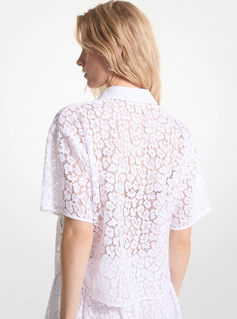 Leopard Corded Lace Shirt in WHITE | Michael Kors