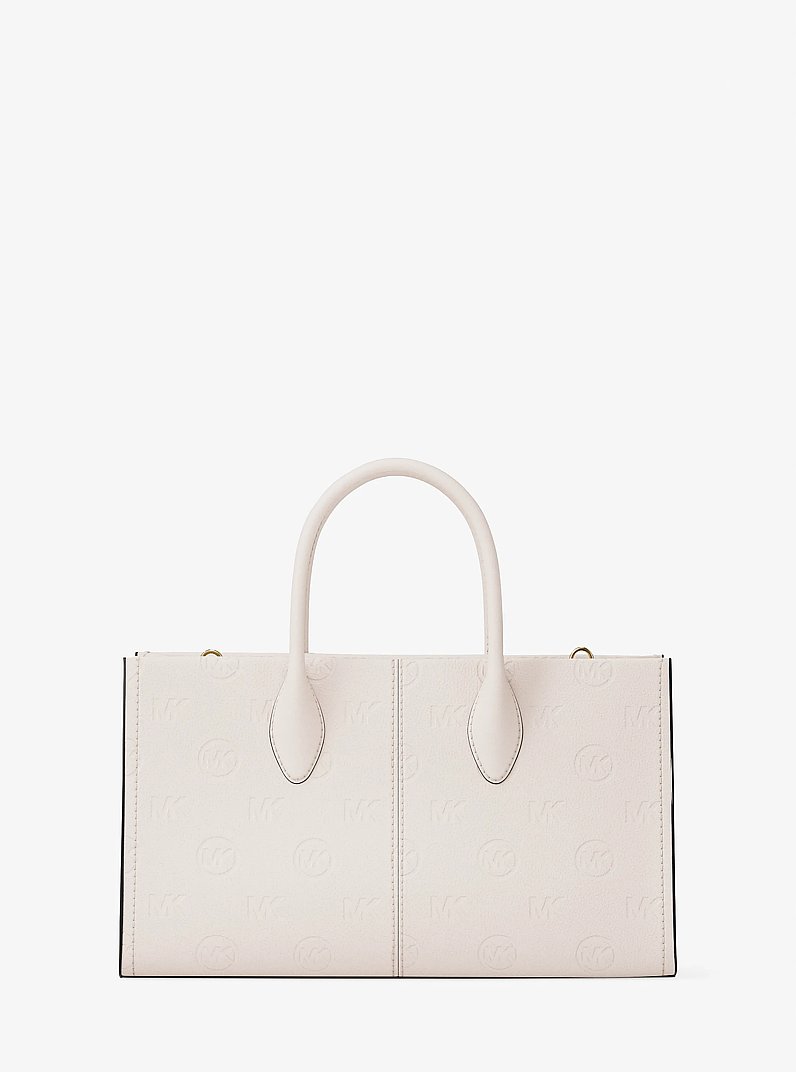 Bolso satchel Mirella mediano con logotipo grabado in CREMA CLARO | Michael Kors