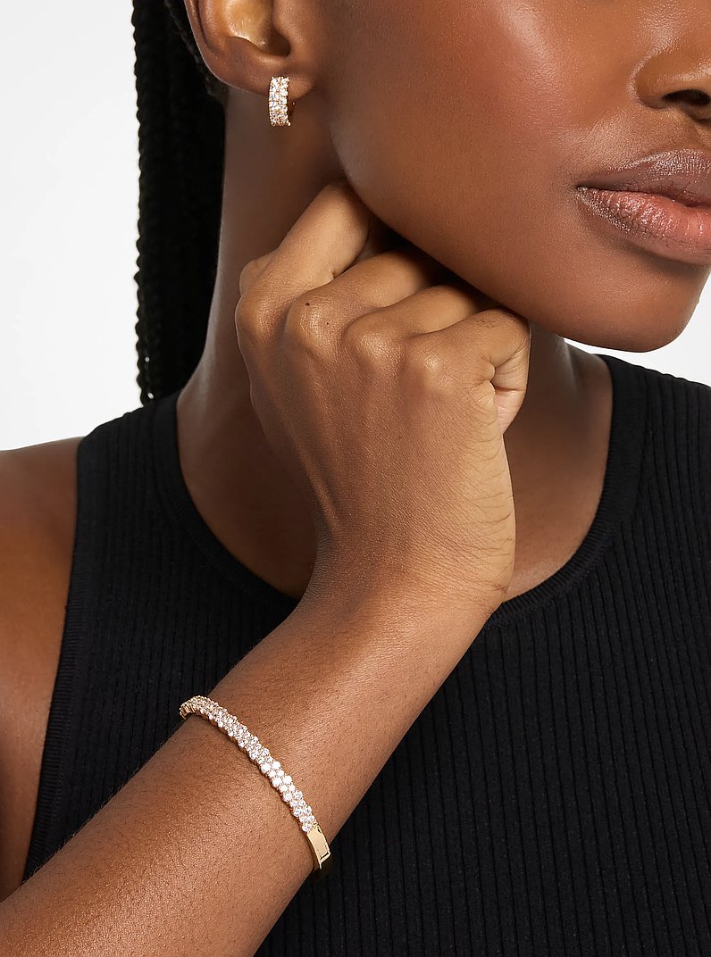 Double Pav&eacute; Bracelet and Huggie Earrings Set in GOLD | Michael Kors