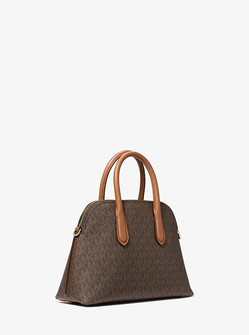 Henkeltasche Freddie Medium aus Signature-Logostoff in kuppelf&ouml;rmigem Design in BRN/EICHELBR | Michael Kors