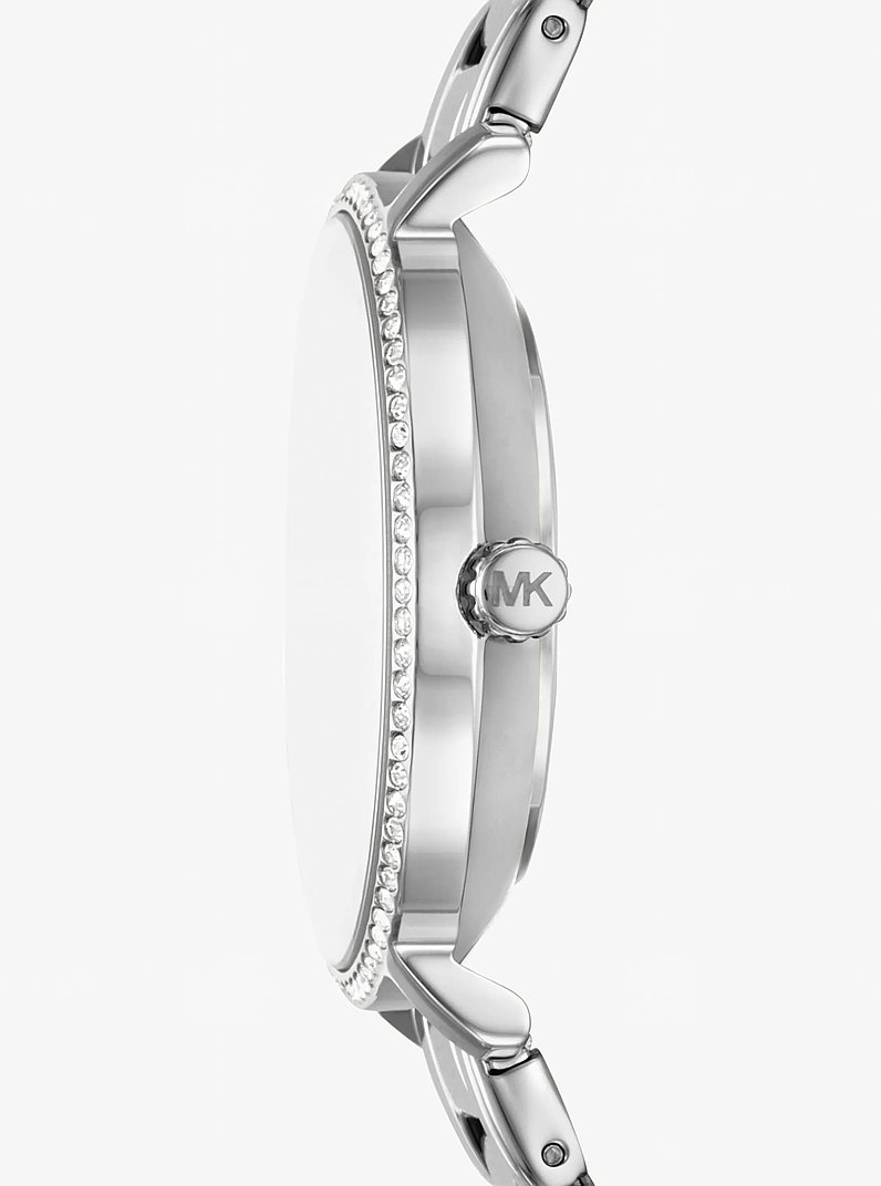 Mini-Armbanduhr Pyper im Silberton mit Pav&eacute; und Schmuck im Geschenkset in SILBERTON | Michael Kors