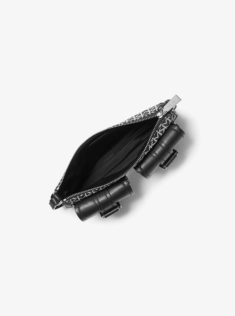 Zoe Small MK2000 Logo Jacquard Pochette in BLACK | Michael Kors