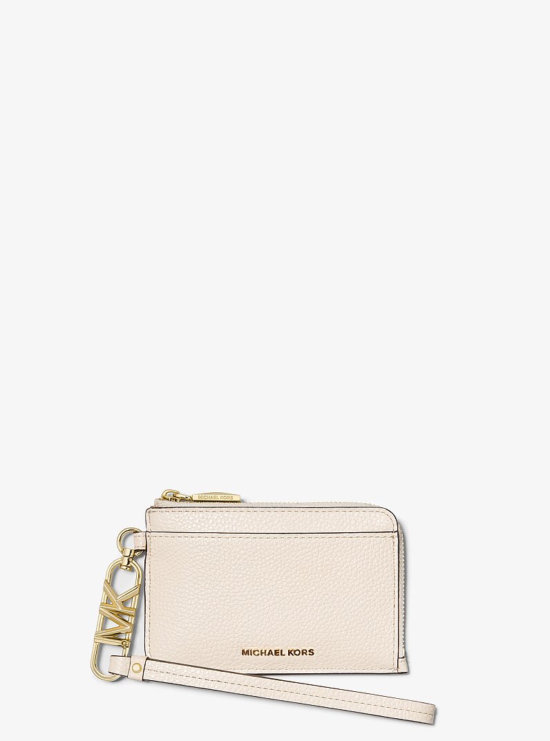 Tarjetero peque&ntilde;o de piel granulada con logotipo imperio in CREMA CLARO | Michael Kors