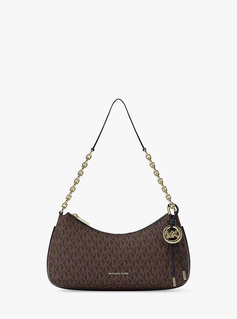 Bolso pochette Nolita mediano con logotipo exclusivo y cadena in MARR&Oacute;N/NEGRO | Michael Kors