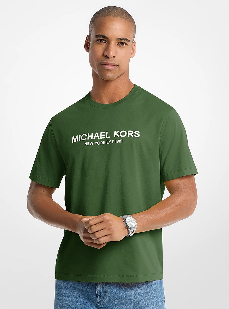 T-shirt en coton &agrave; logo in VERT AMAZONE | Michael Kors