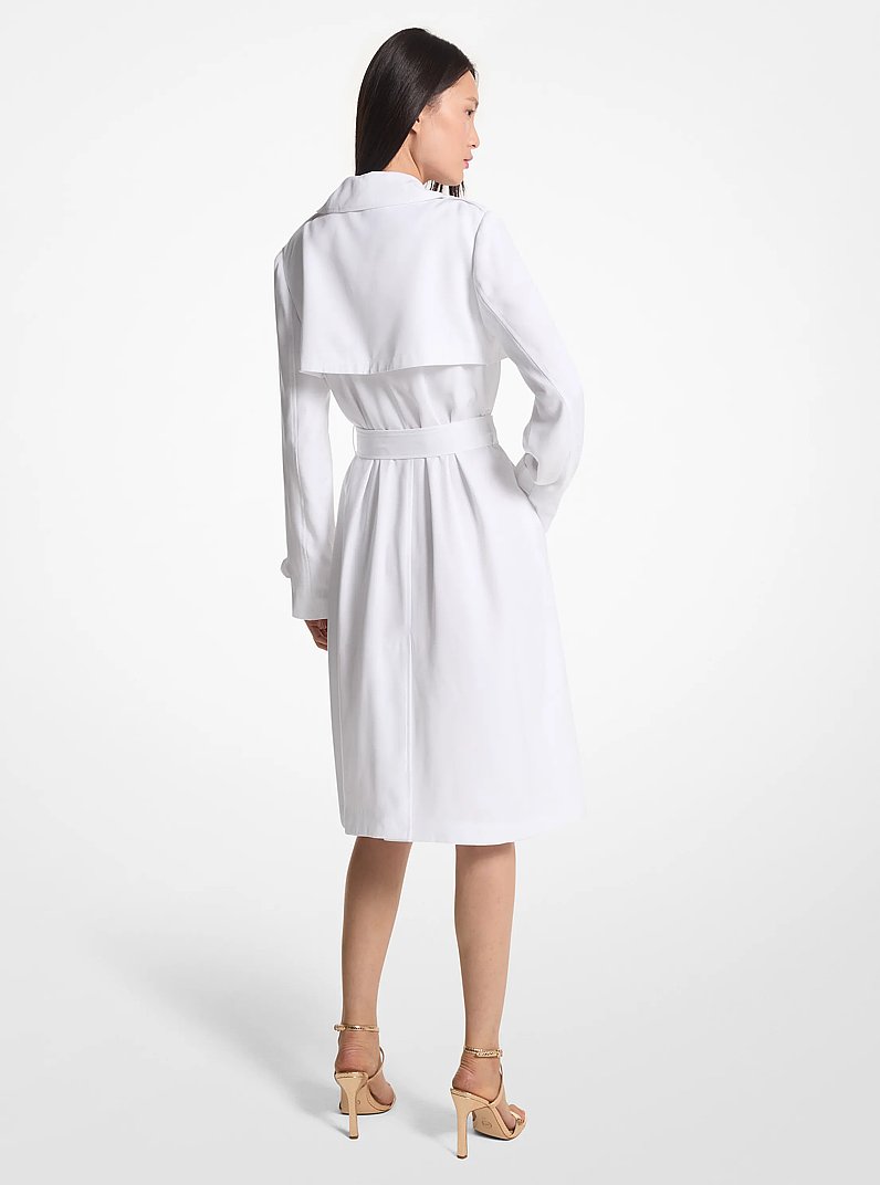 Draped Woven Trench Coat in WHITE | Michael Kors