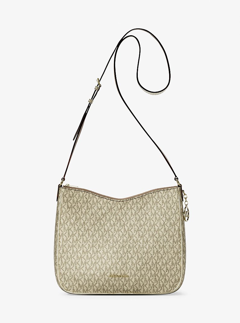 Sac messager Nayla de taille moyenne &agrave; logo Signature m&eacute;tallis&eacute; in OR P&Acirc;LE | Michael Kors