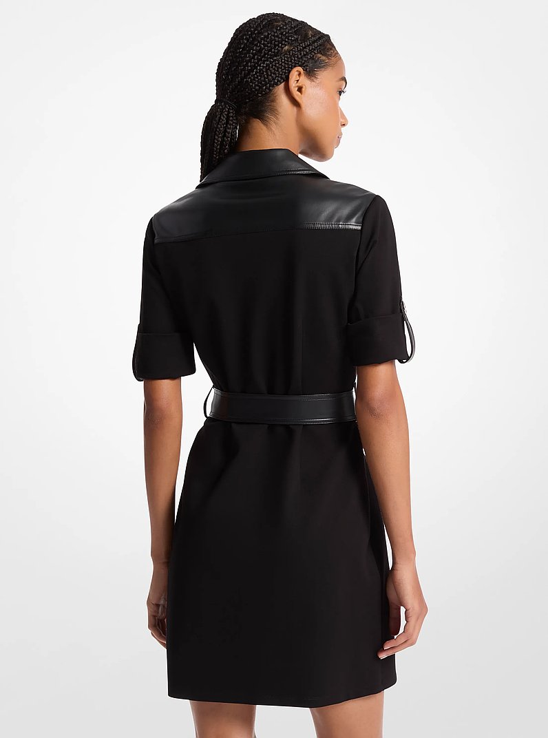 Mixed-Media Trench Dress in BLACK | Michael Kors