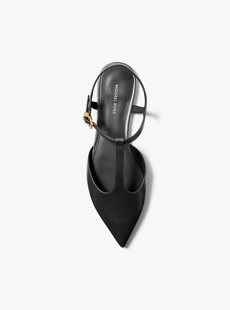 Cherie Leather T-Strap Flat in BLACK | Michael Kors
