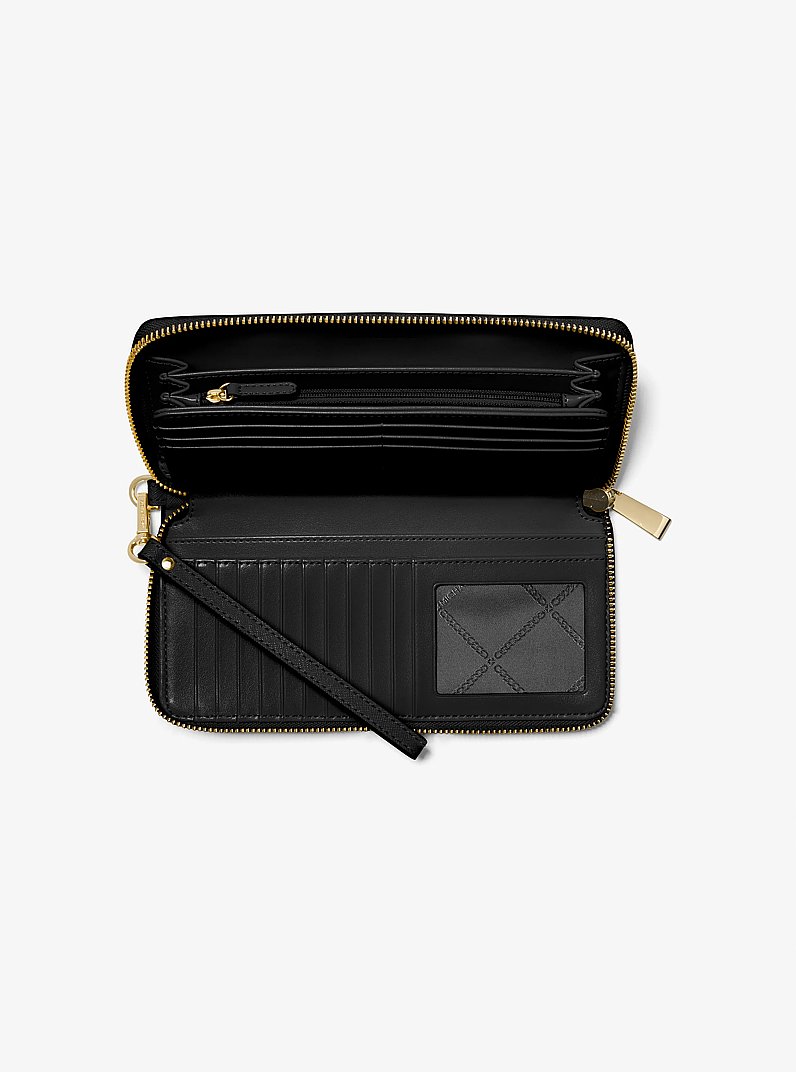 Large Saffiano Leather Continental Wallet in BLACK | Michael Kors