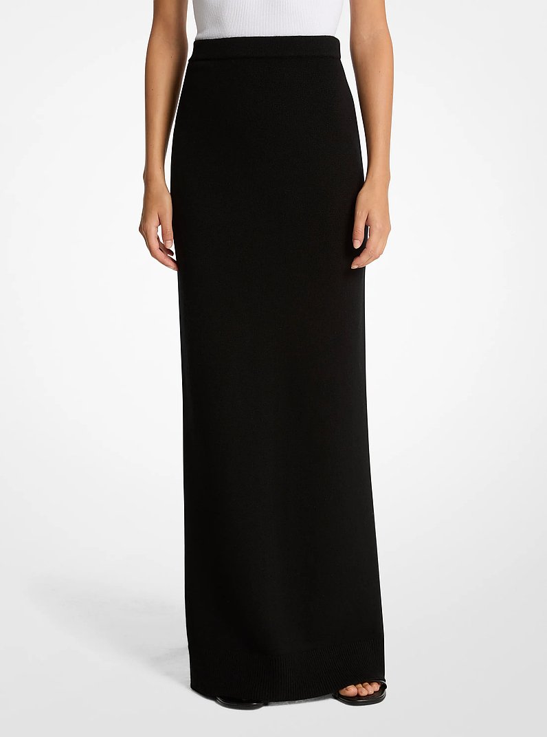 Cashmere Blend Maxi Skirt in BLACK | Michael Kors