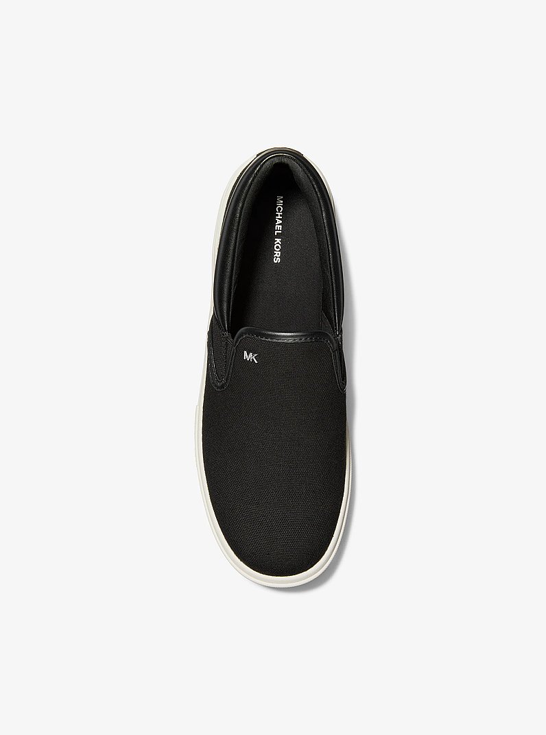 Eddie Cotton Canvas Slip-On Sneaker in BLACK | Michael Kors