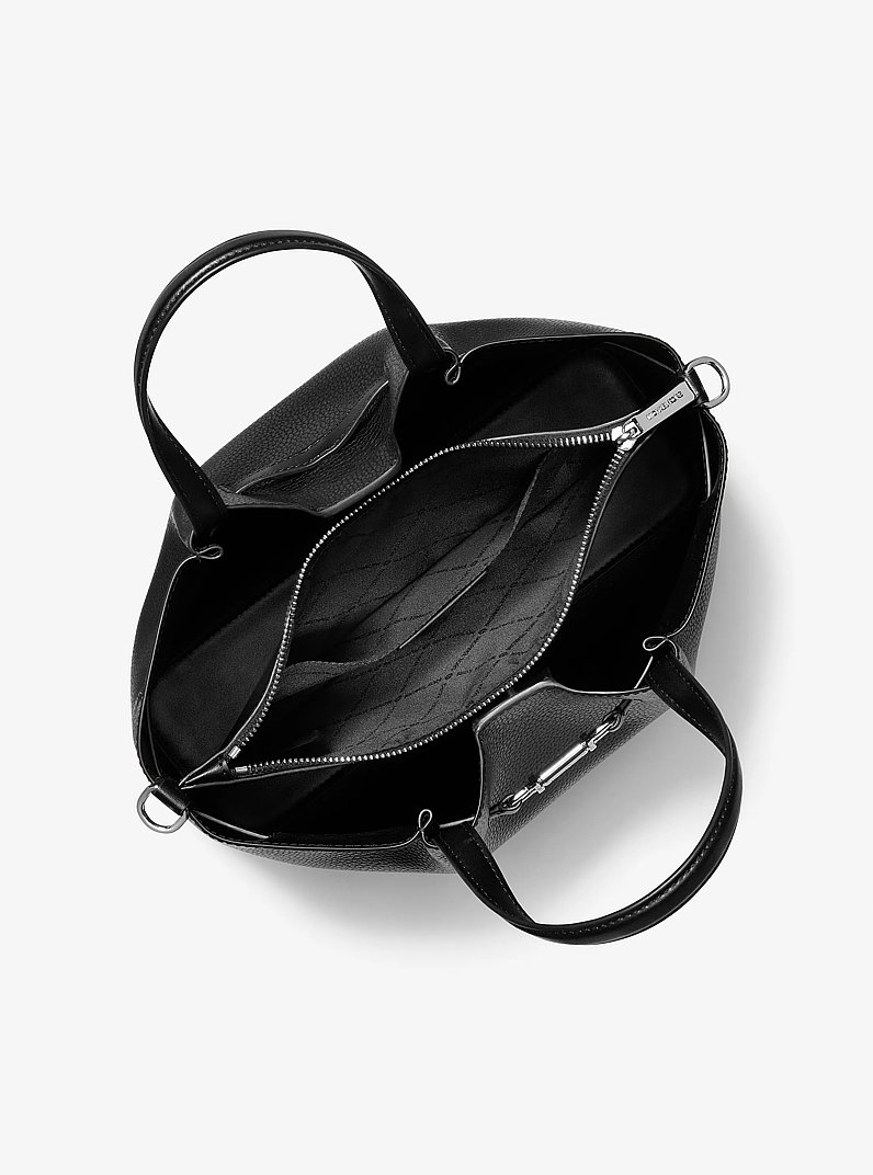 Carson Medium Pebbled Leather Satchel in BLACK | Michael Kors