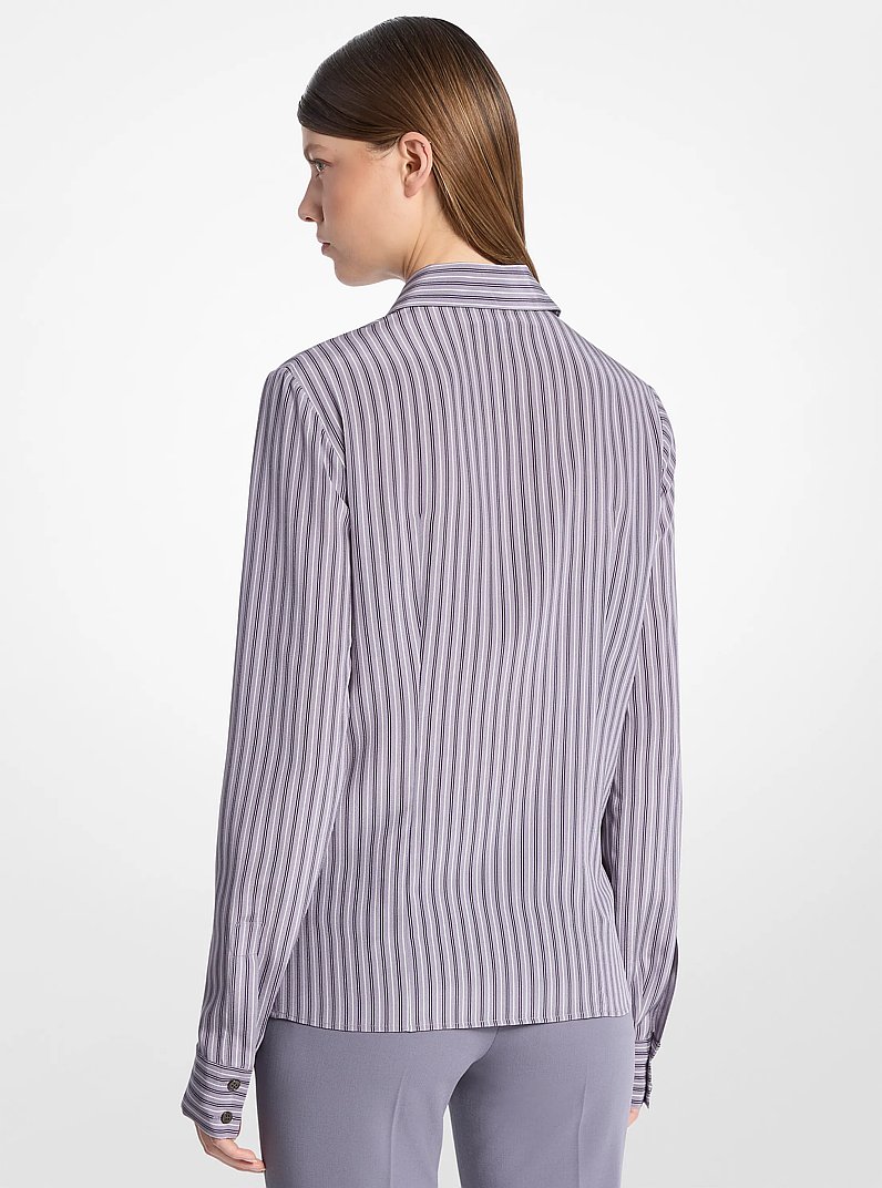 Camisa Hansen de crep&eacute; de seda a rayas in LIRIO COMBINADO | Michael Kors