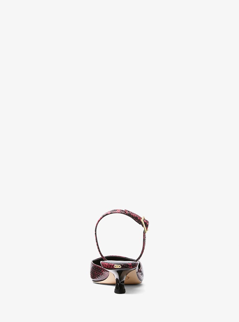 Luna Snake Embossed Leather Slingback Kitten Pump