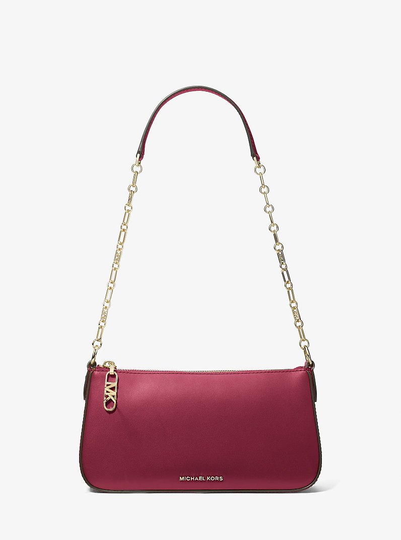 Empire Medium Leather Chain-Link Pochette in MULBERRY | Michael Kors