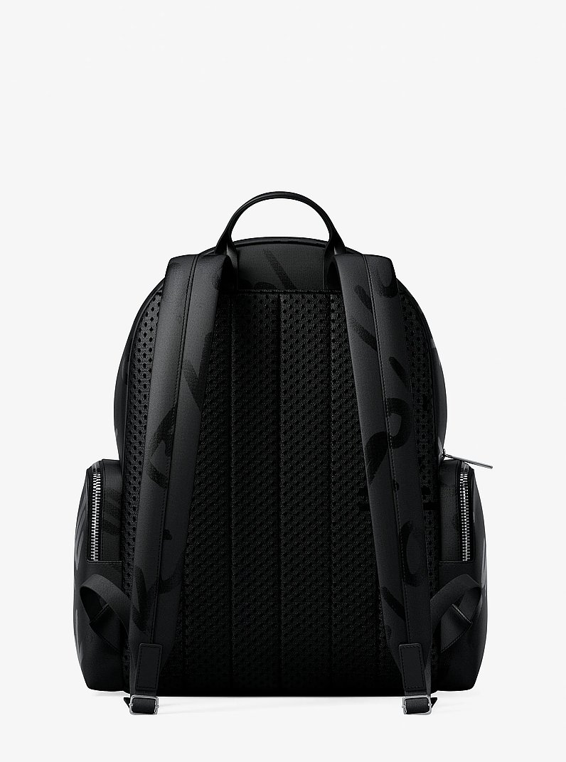 Prescott Large Printed Nylon Backpack in BLACK | Michael Kors