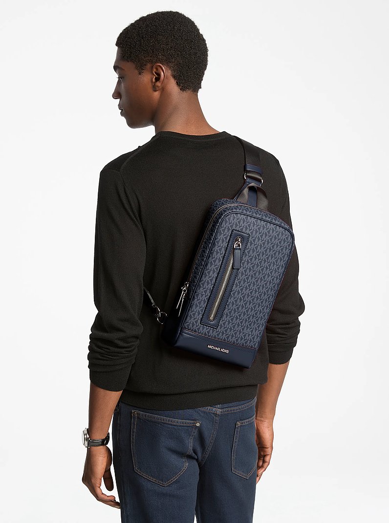 Cooper Signature Logo Sling Pack in ADMRL/PLBLUE | Michael Kors