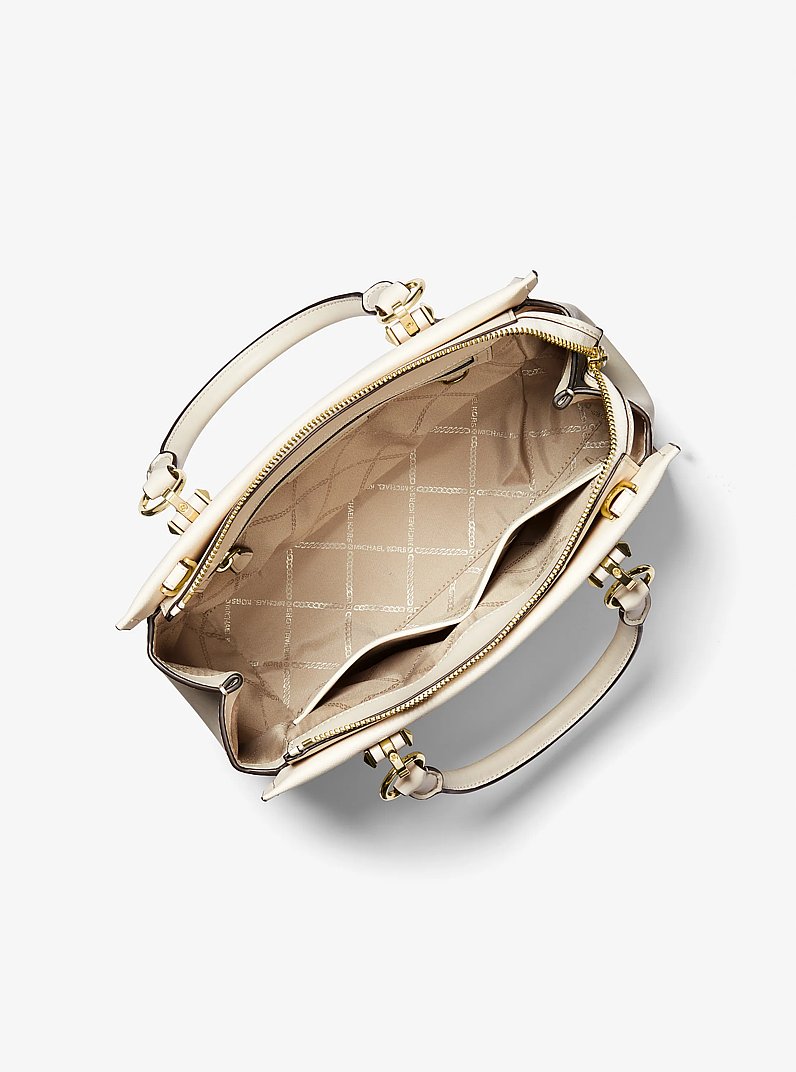 Sac port&eacute; main Marilyn de taille moyenne en cuir saffiano in CR&Egrave;ME CLAIRE | Michael Kors