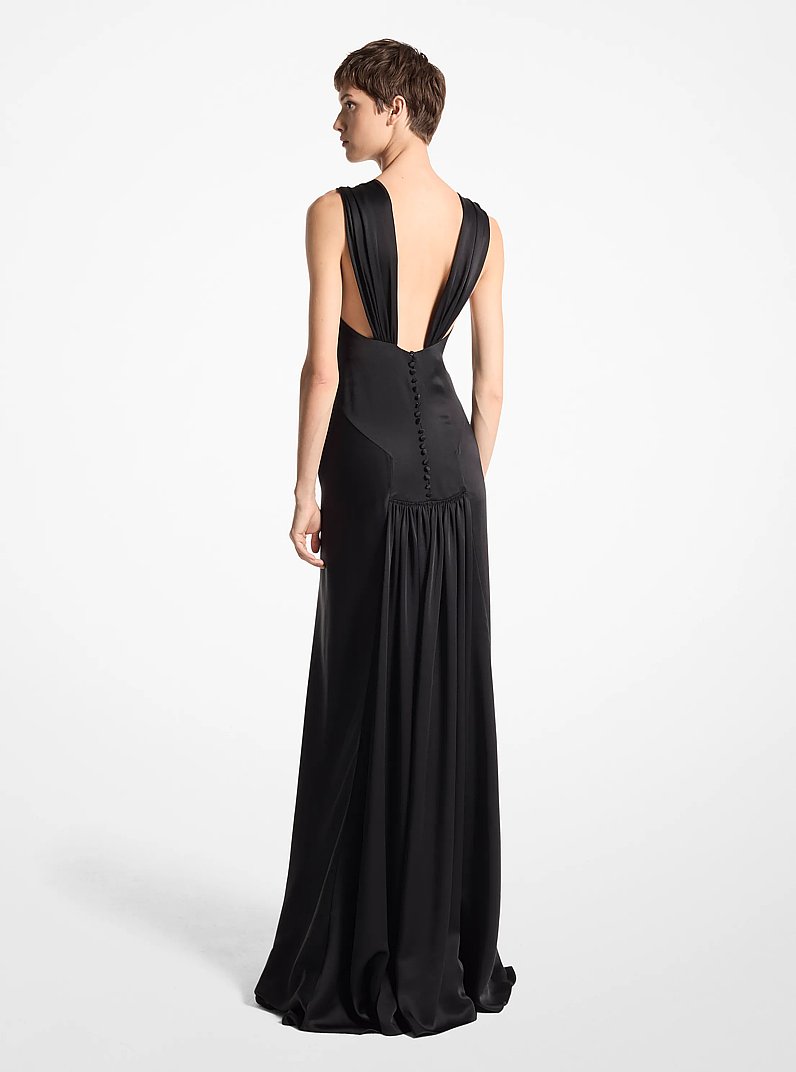 Satin Charmeuse Bias Gown in BLACK | Michael Kors