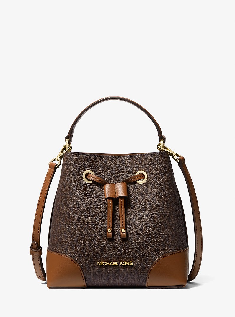 Mercer Small Logo Bucket Bag in BROWN | Michael Kors
