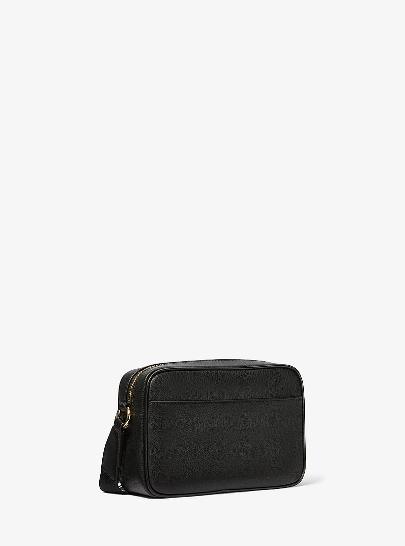 Jet Set Travel Medium Leather Messenger Bag in BLACK | Michael Kors