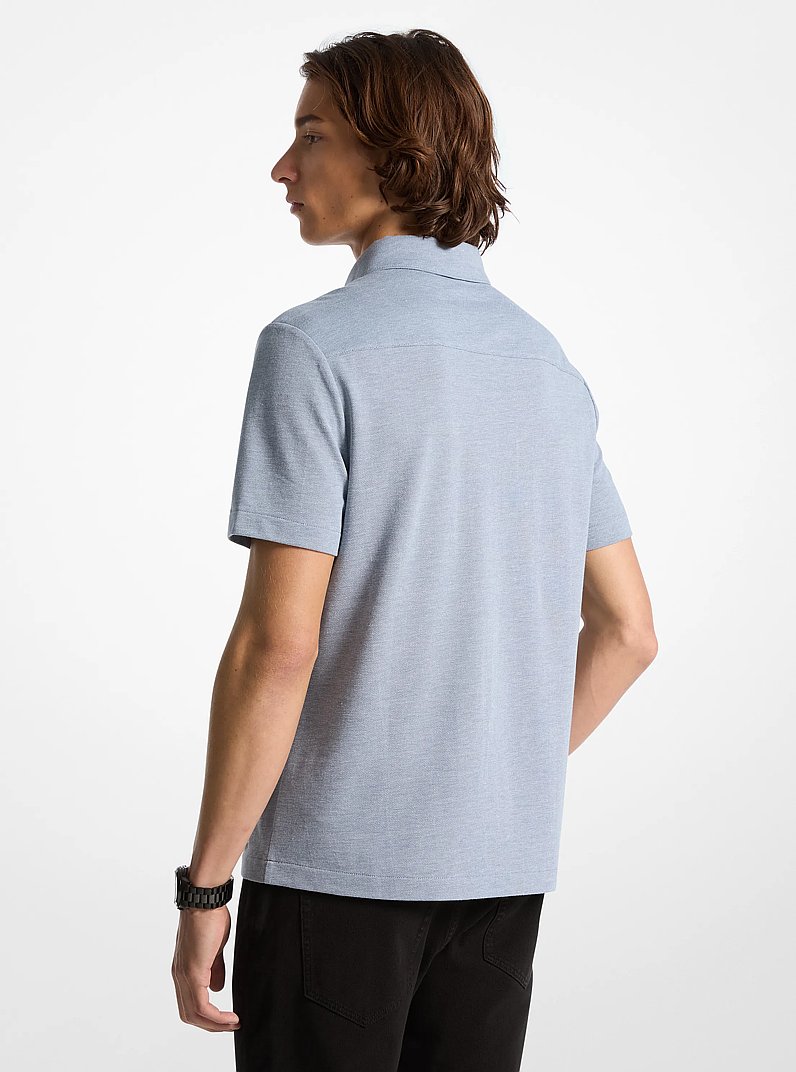 Camicia Oxford in piqu&eacute; di misto cotone in CHAMBRAY SCURO | Michael Kors