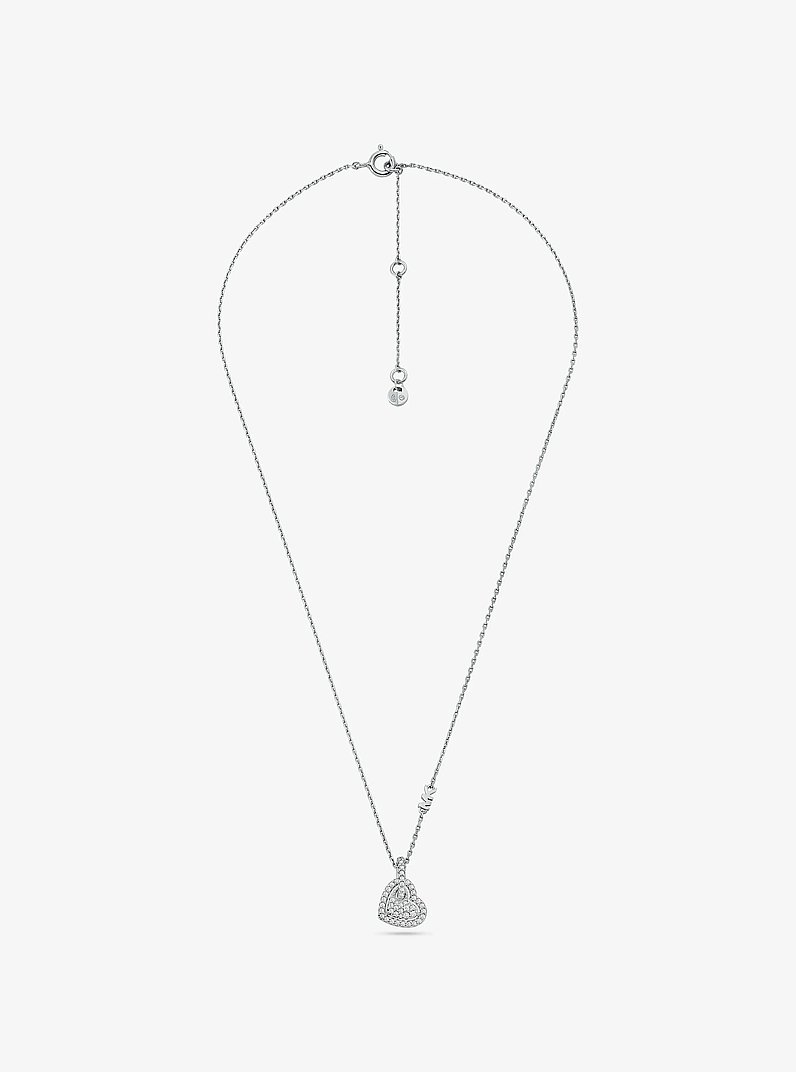 Precious Metal-Plated Sterling Silver Pav&eacute; Heart Necklace in SILVER | Michael Kors