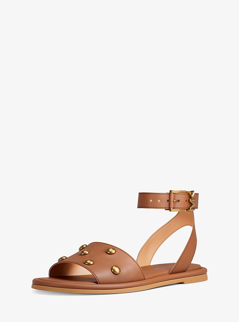 Sandale Rosetta aus Leder mit Nieten in LUGGAGE | Michael Kors