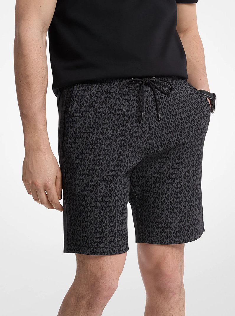 Signature Logo Cotton Blend Shorts in BLACK | Michael Kors