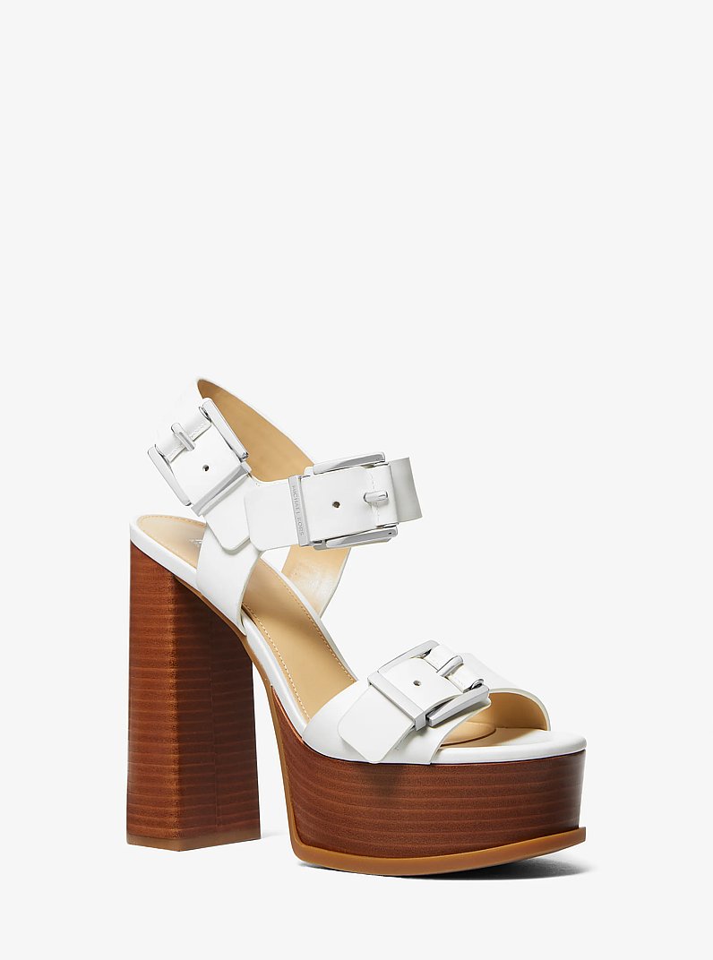 Colby Leather Platform Sandal in OPTIC WHITE | Michael Kors