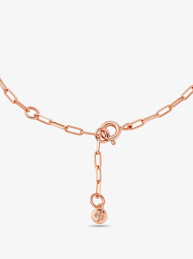 Precious Metal-Plated Sterling Silver Pav&eacute; Empire Logo Chain Link Bracelet in ROSE GOLD | Michael Kors