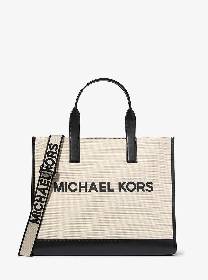 Cooper Canvas Tote Bag in NATURAL/BLACK | Michael Kors