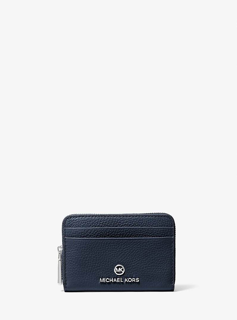 Jet Set Small Pebbled Leather Wallet in NAVY | Michael Kors