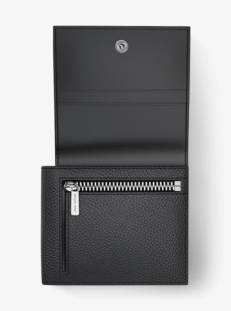 Hudson Pebbled Leather Wallet in BLACK | Michael Kors