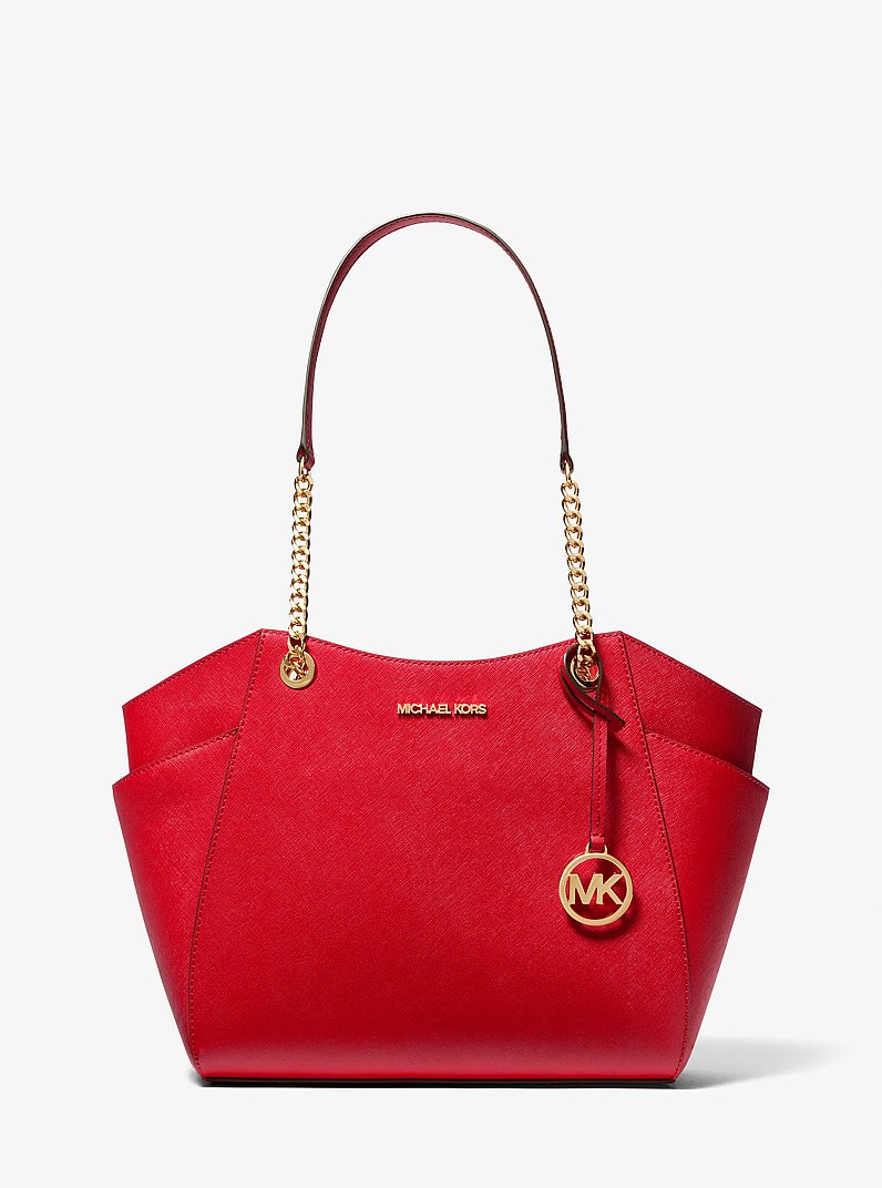 Jet Set Large Saffiano Leather Shoulder Bag in BRIGHT RED | Michael Kors