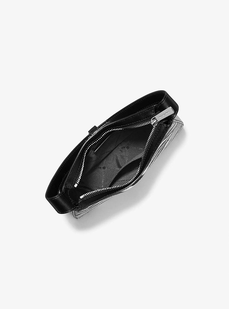 Lyra Small Zebra Print Calf Hair Pochette in BLACK | Michael Kors