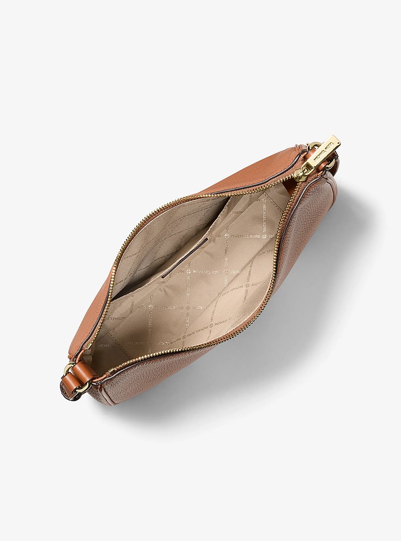 Nayla Medium Pebbled Leather Messenger Bag in LUGGAGE | Michael Kors