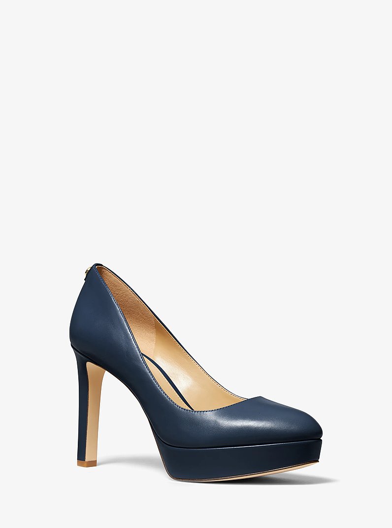 Chantal Leather Platform Pump in NAVY | Michael Kors