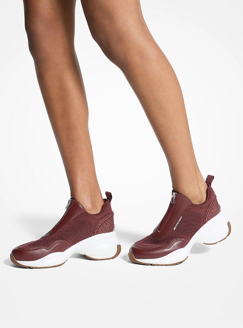 Zuma Mixed-Media Trainer in OXBLOOD | Michael Kors