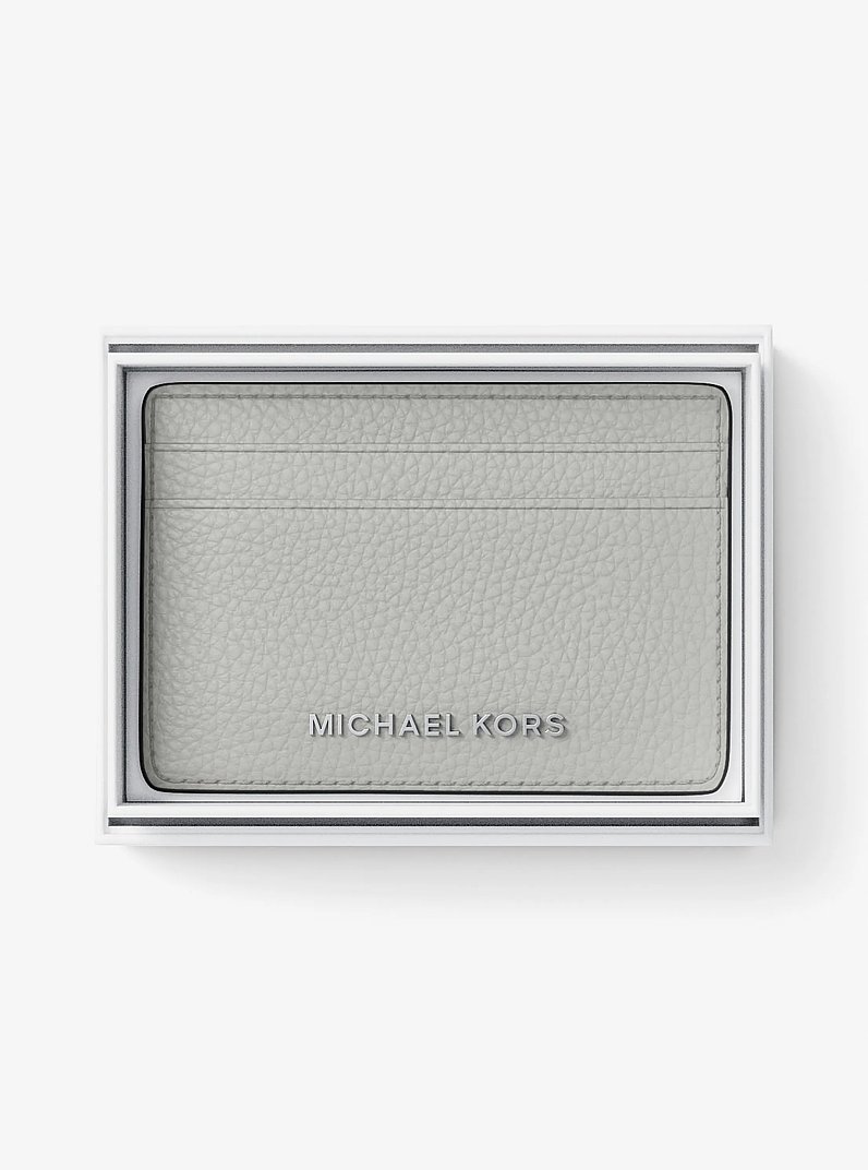 Pebbled Leather Card Case in QUARRY GREY | Michael Kors