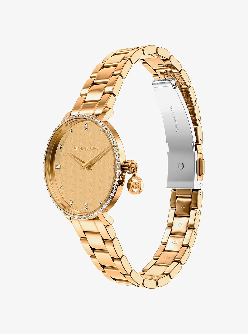 Mini-Armbanduhr Pyper im Goldton mit Pav&eacute; in GOLDTON | Michael Kors