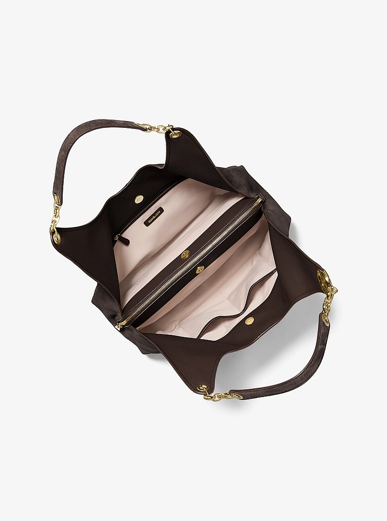 Schultertasche Ellie Large aus Wildleder in SCHOKOLADE | Michael Kors