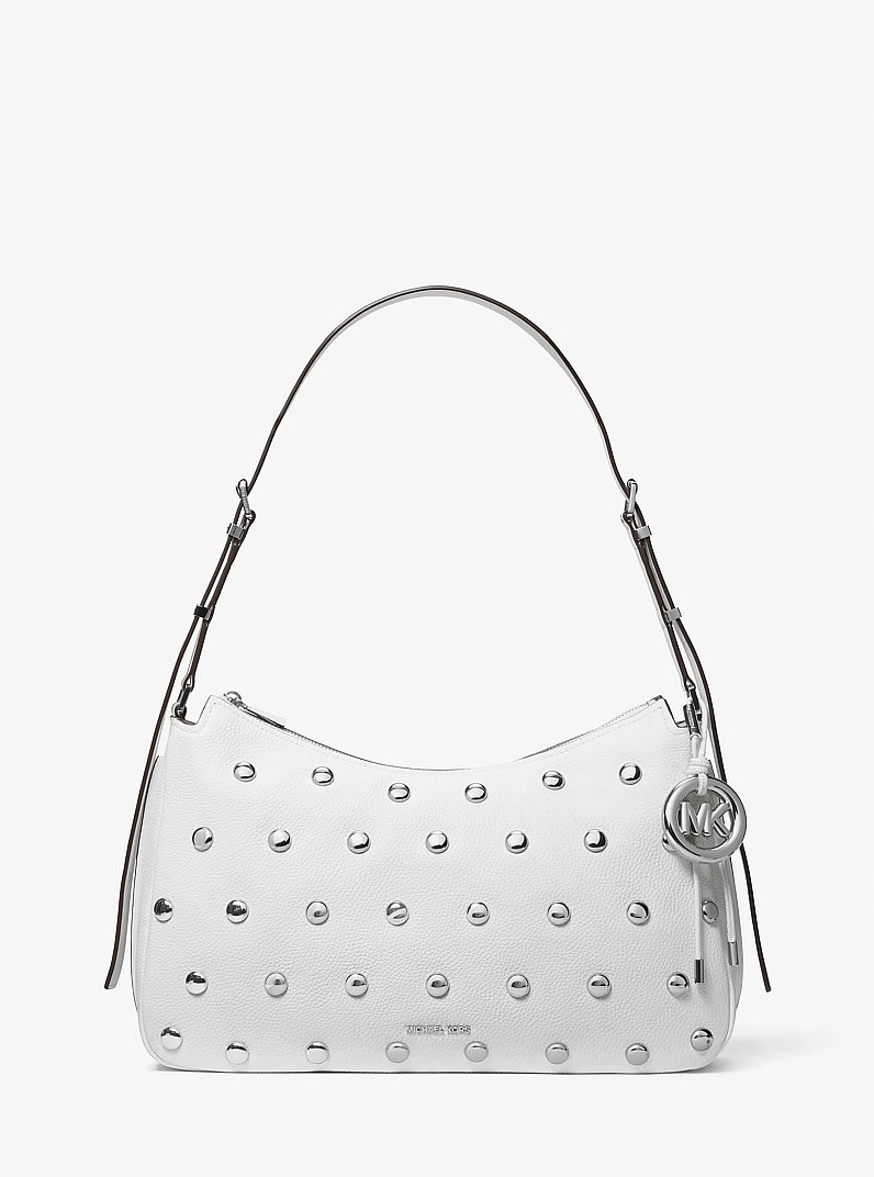 Bolso de hombro Nolita mediano de piel con tachuelas in BLANCO INTENSO | Michael Kors