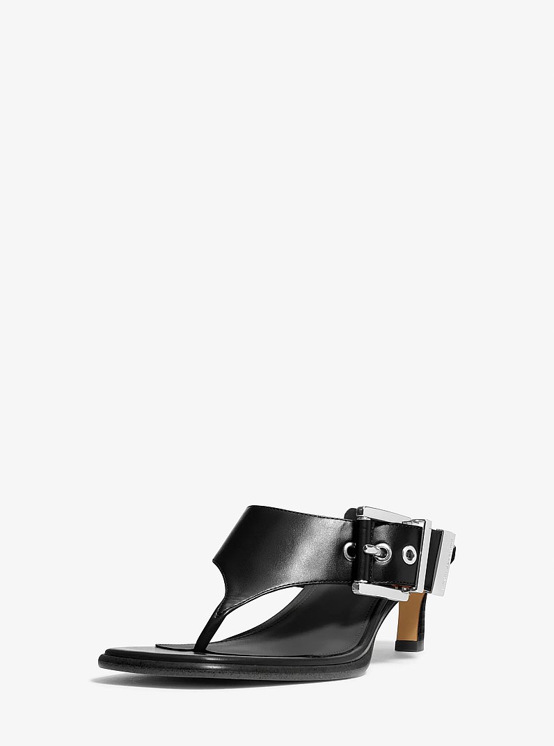 Rowen Leather Thong Sandal in BLACK | Michael Kors