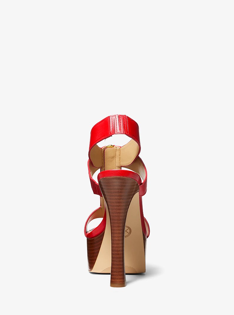 Berkley Leather Platform Sandal in LACQUER RED | Michael Kors