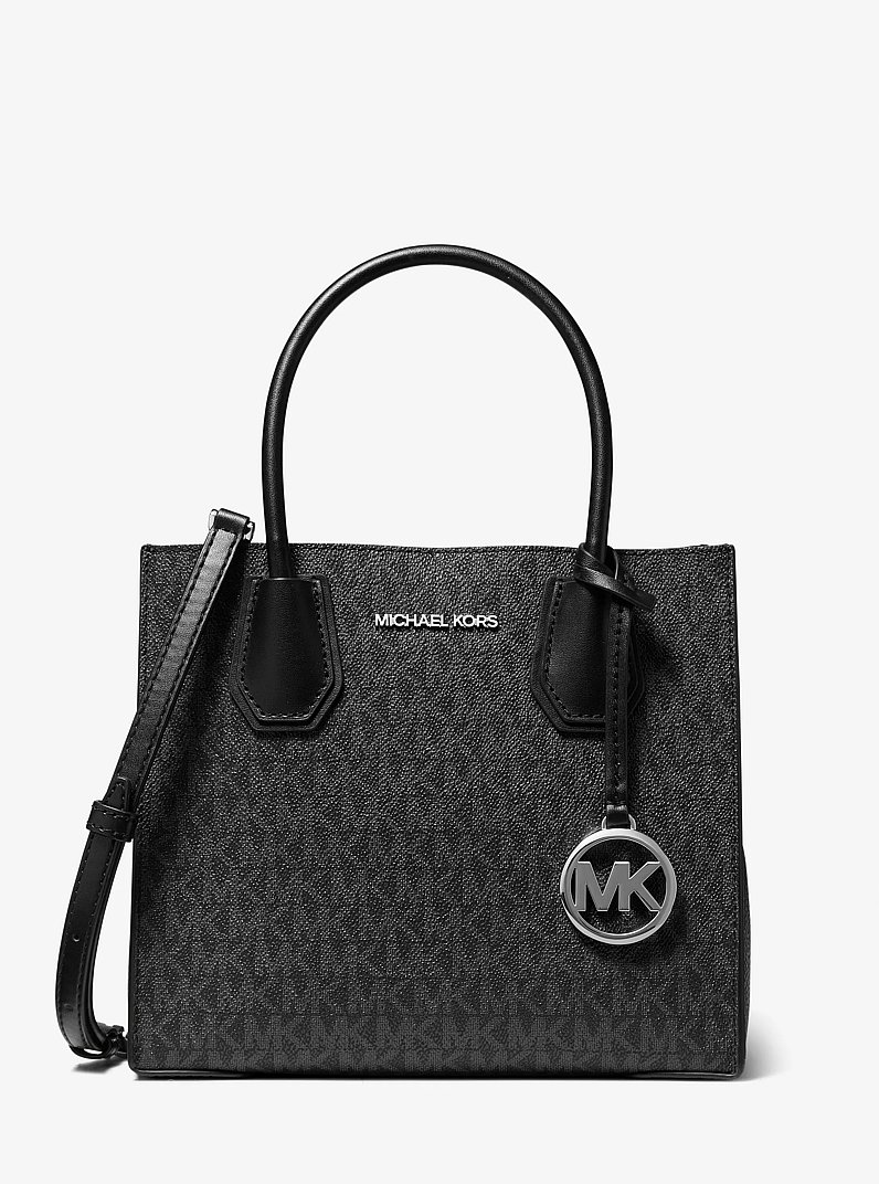 Mercer Medium Logo and Leather Accordion Crossbody Bag in BLACK | Michael Kors
